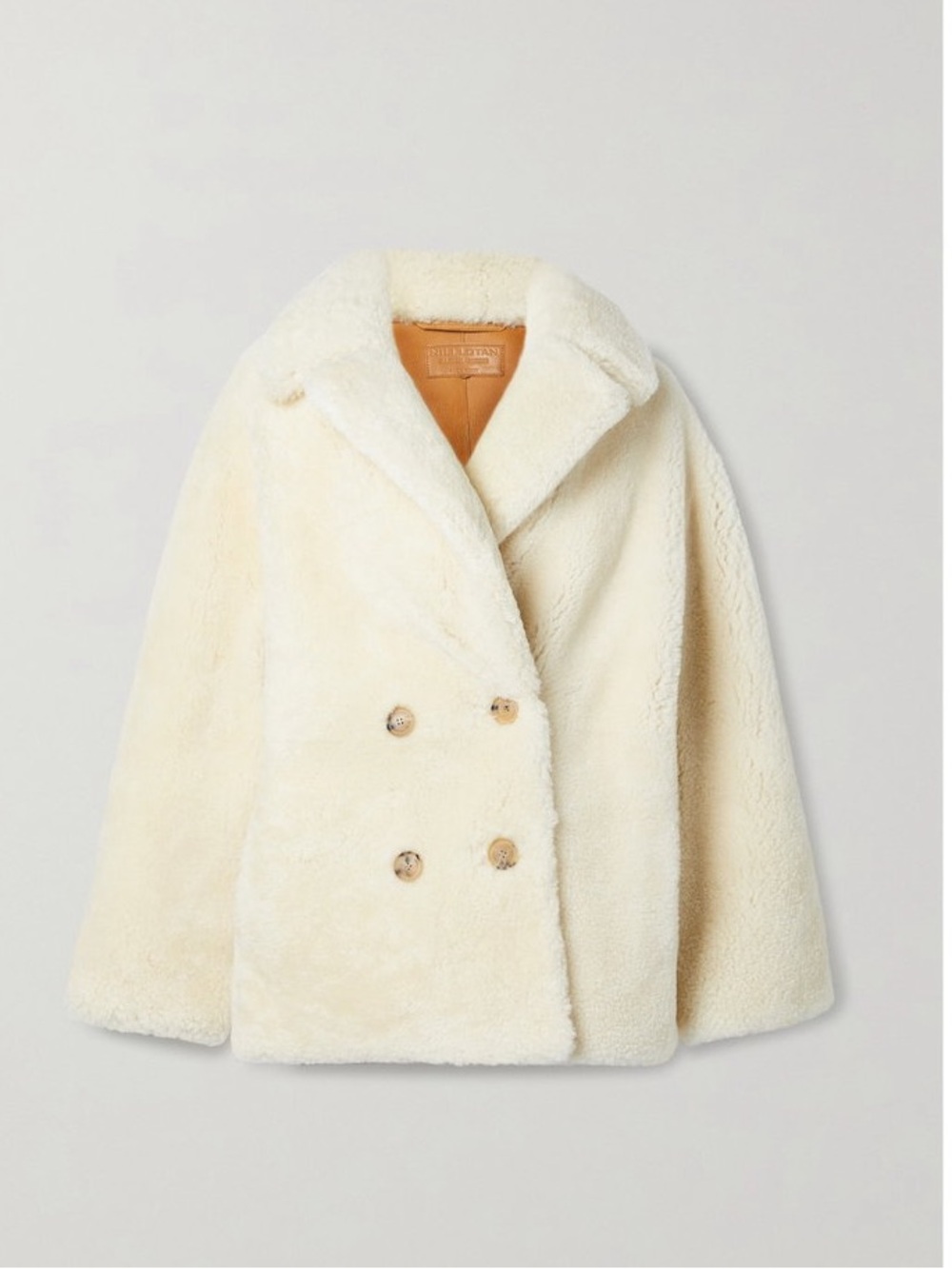 Nili Lotan Addie Double-Breasted Shearling Jacket